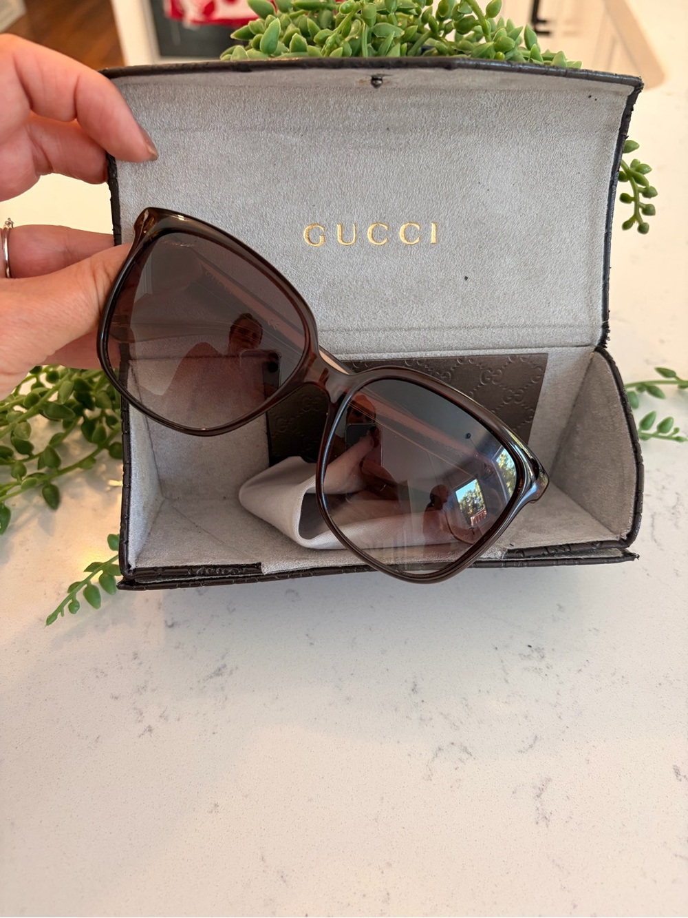 Gucci Brown Gradient Oversized Women's Sunglasses